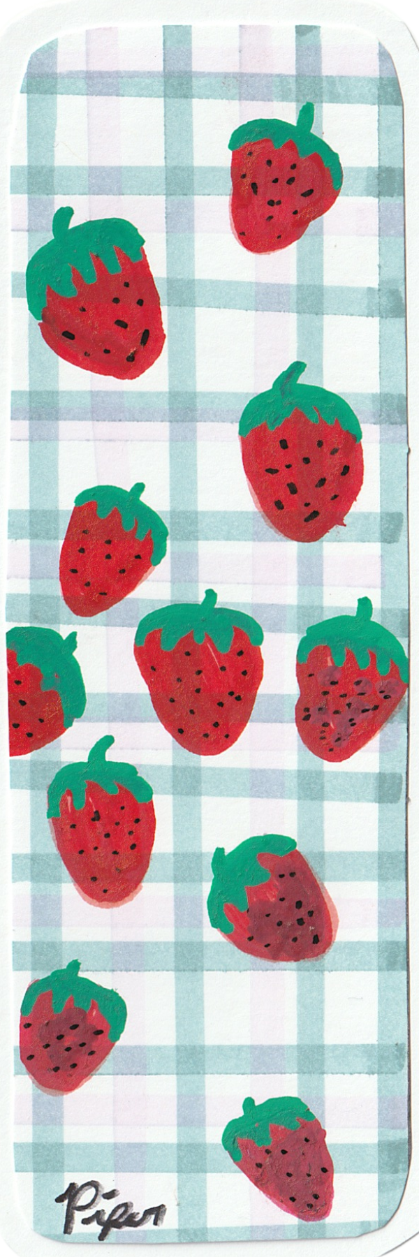 strawberry bookmark with ribbon tassel
